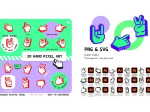 3d hand pixel art icon sticker1