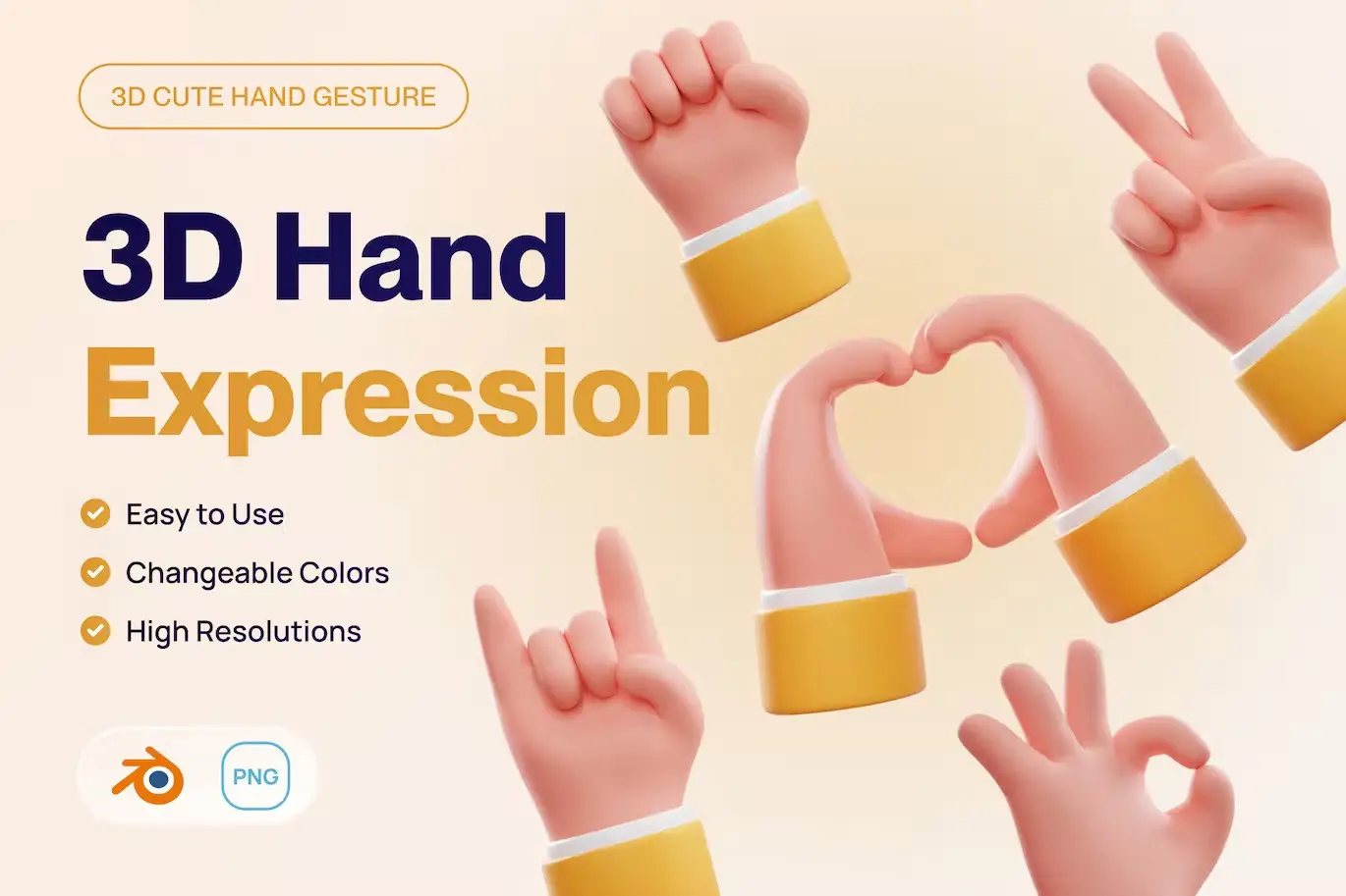 3D Thumbs Up, Clapping, Pointing - Hand Gestures