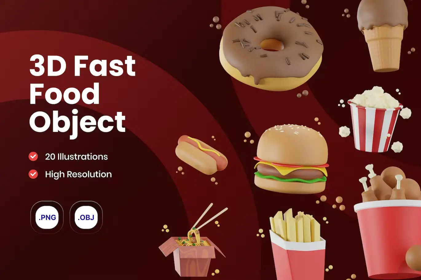 3D Icon Fast Food Collections