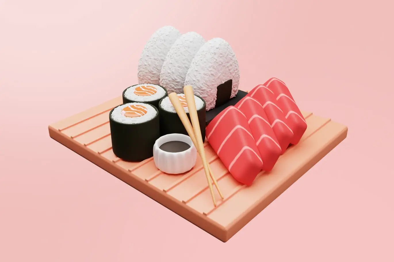 3D Japanese Food Illustration