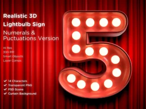 3d lightbulb sign set1