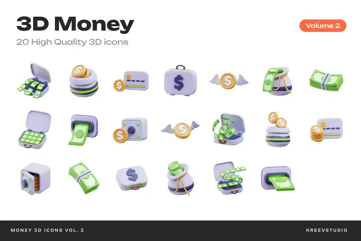 3D Money Icons Vol. 3