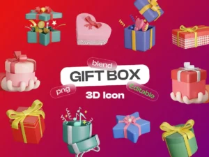 3d party gift box icon set1