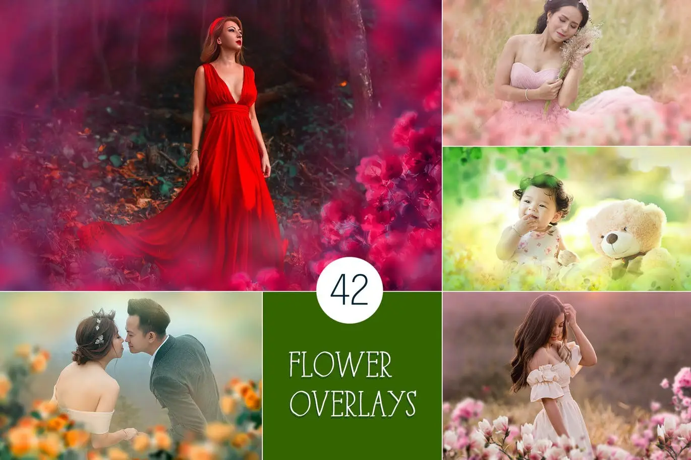 42 Painted Flowers photo Overlays