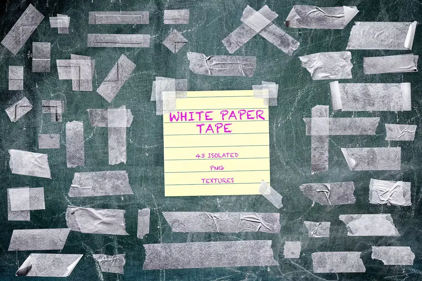 43 Isolated White Paper Tape Overlay Texture