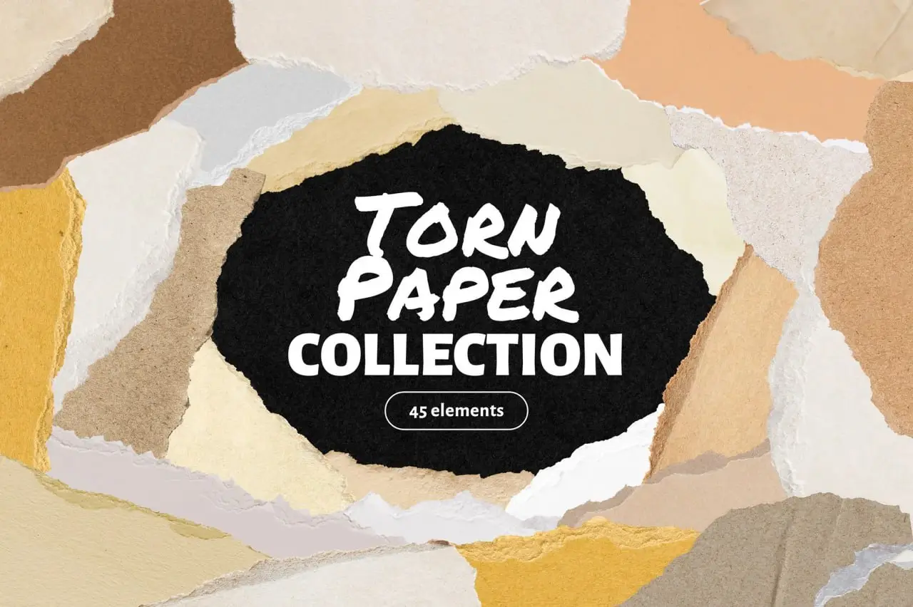 45 Torn Paper Element Collection