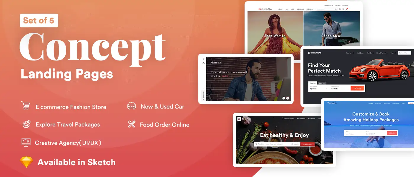 5 Concept Landing Page Template