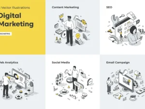5 digital marketing isometric scenes1