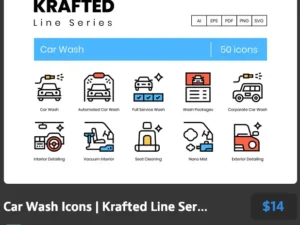 50 car wash icons krafted series