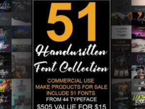 51 handwritten fonts collection
