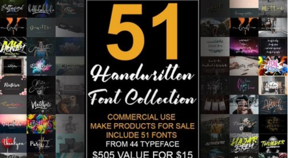 51 Handwritten Fonts Collection