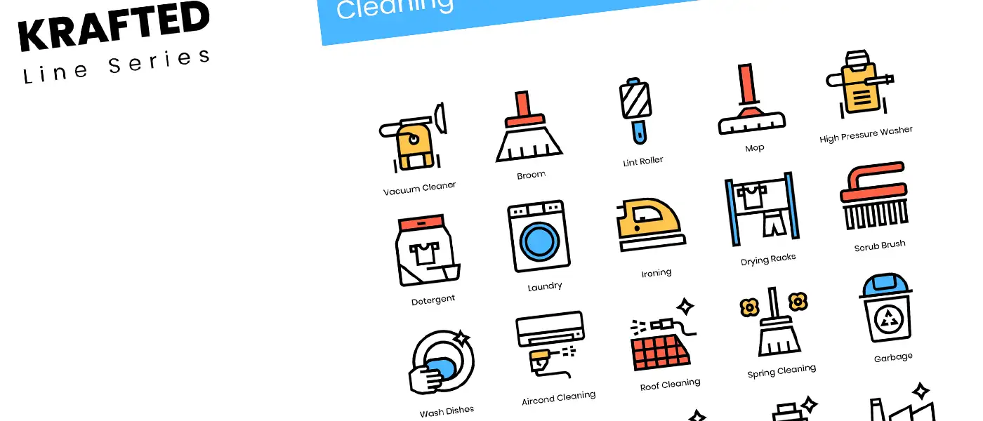 60 Cleaning Icons | Krafted Series