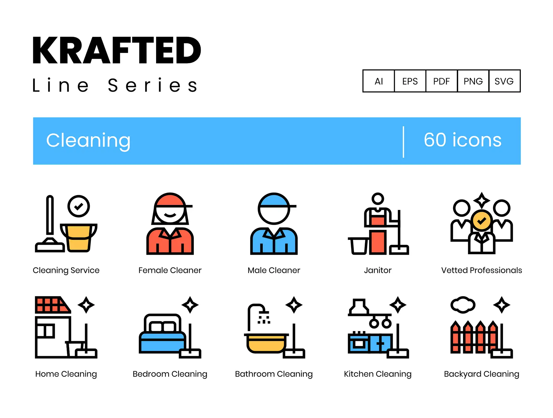 60 Cleaning Icons | Krafted Series 3 60 cleaning icons krafted series2