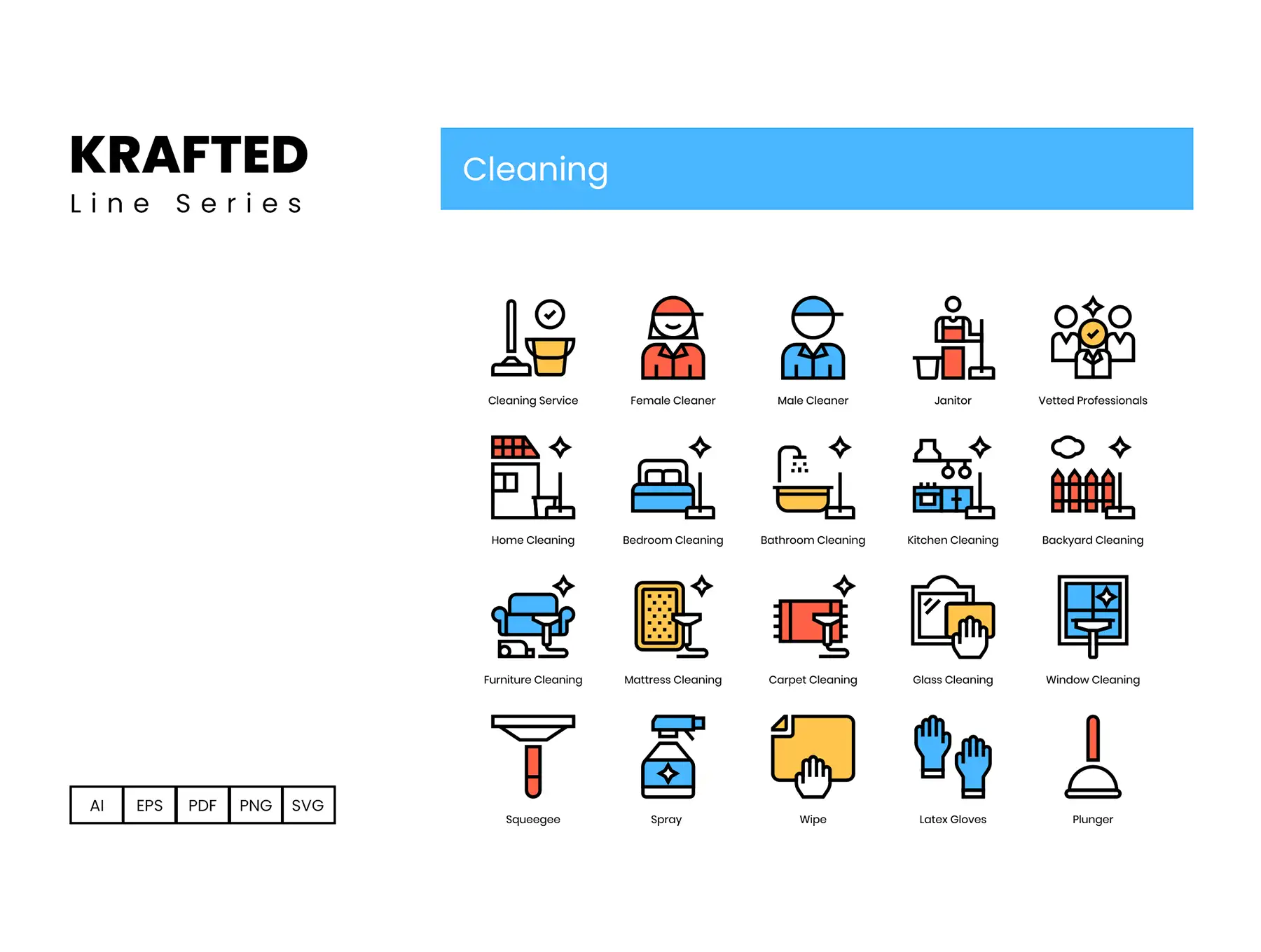 60 Cleaning Icons | Krafted Series 4 60 cleaning icons krafted series3