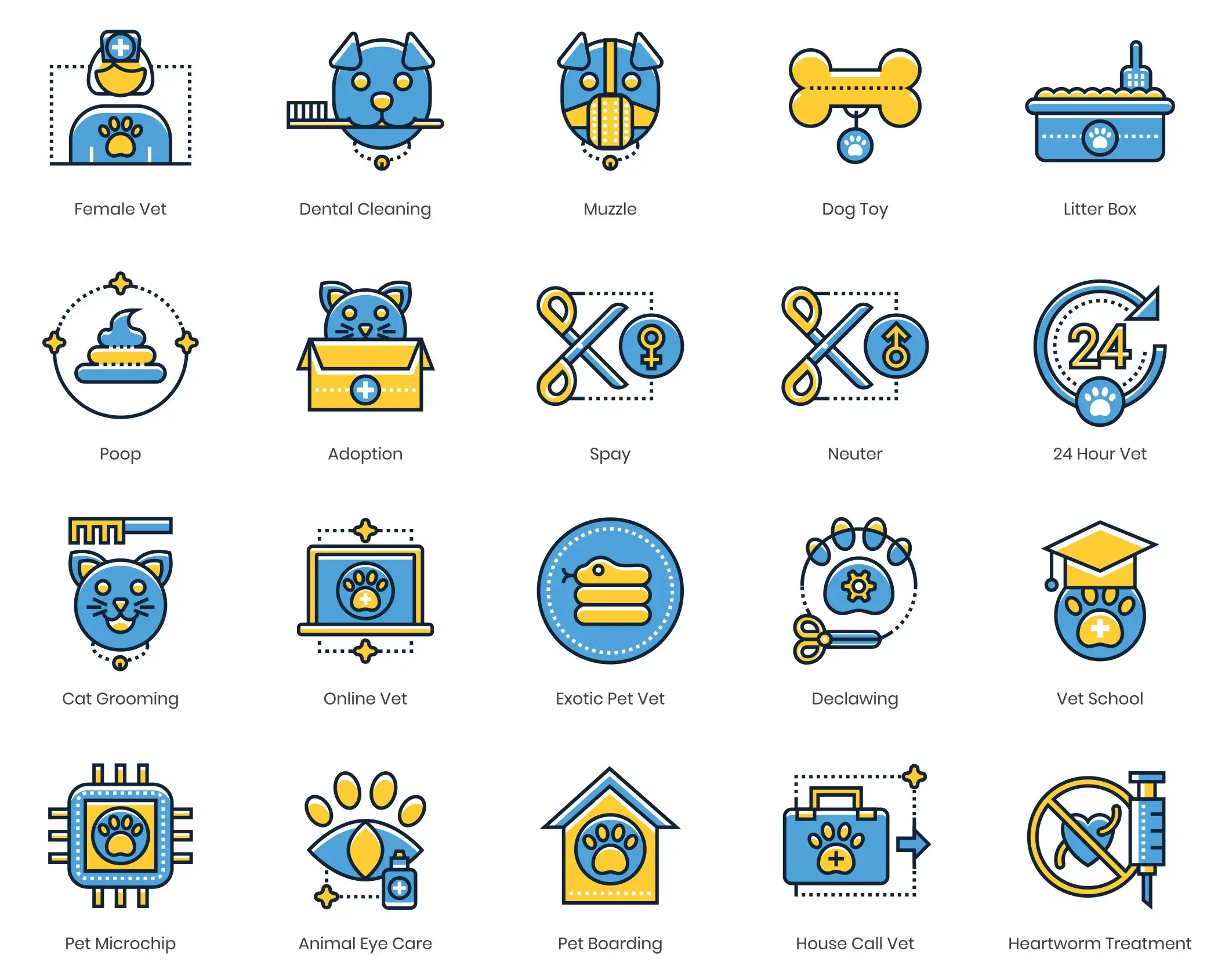 60 Veterinary Icons | Kinetic Series