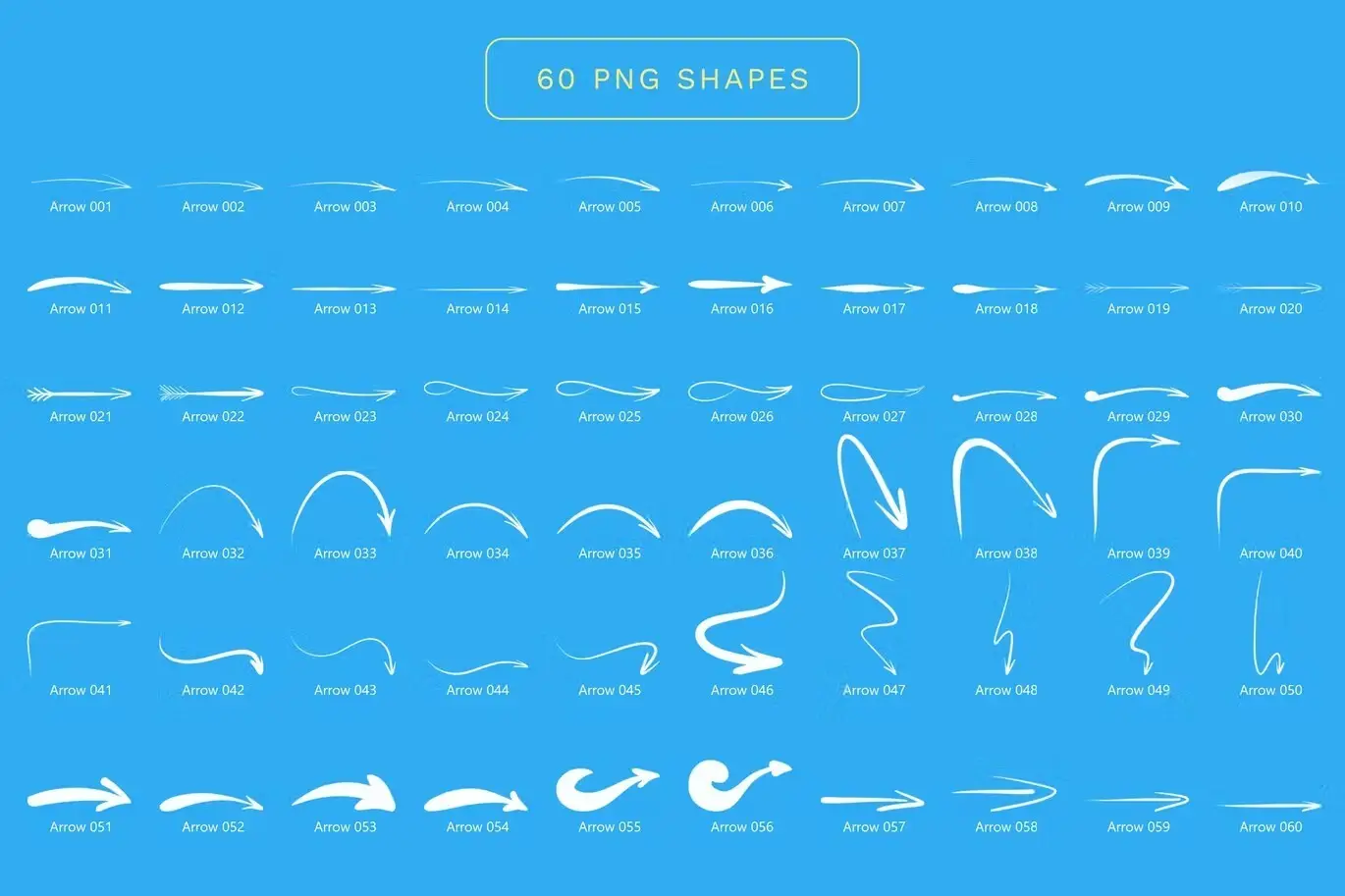 60 Hand Drawn Arrows - PNG and Stamp