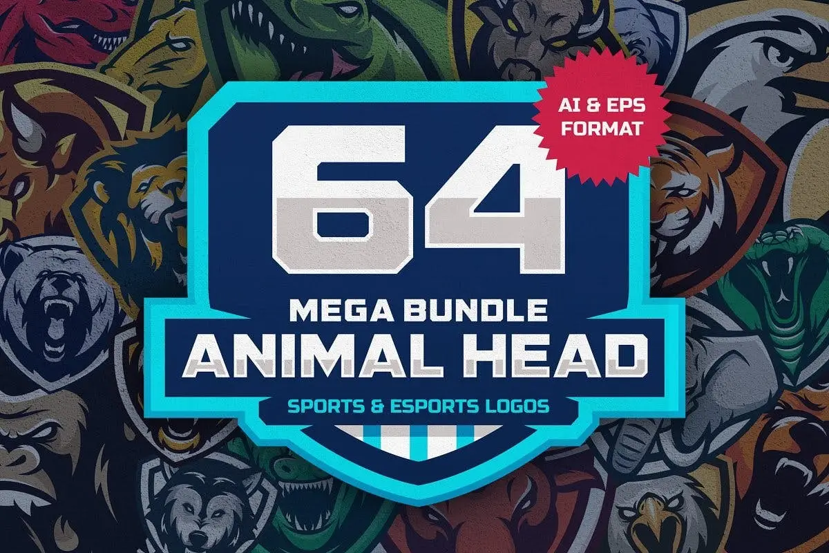 64 Animal Head Sport Mascot Designs