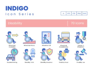 70 disability icons indigo series