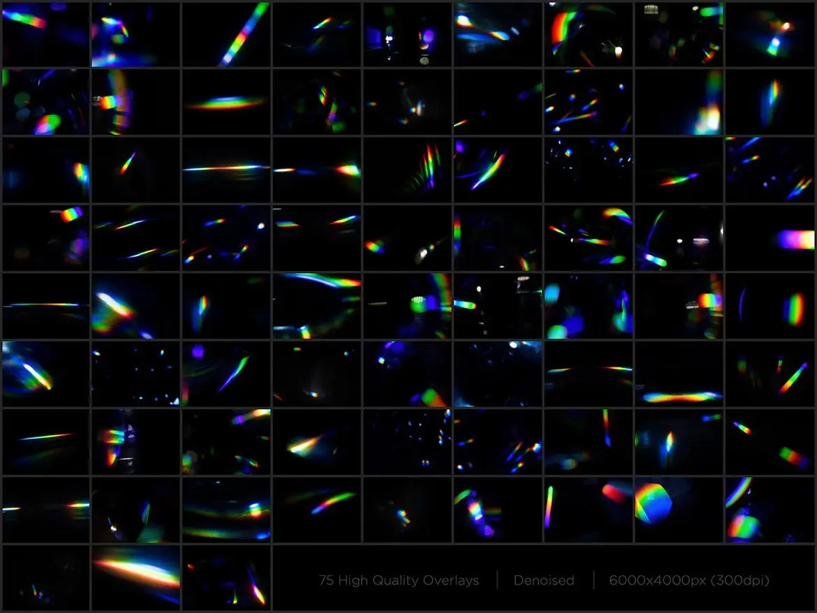75 Rainbow Prism Overlays Pack