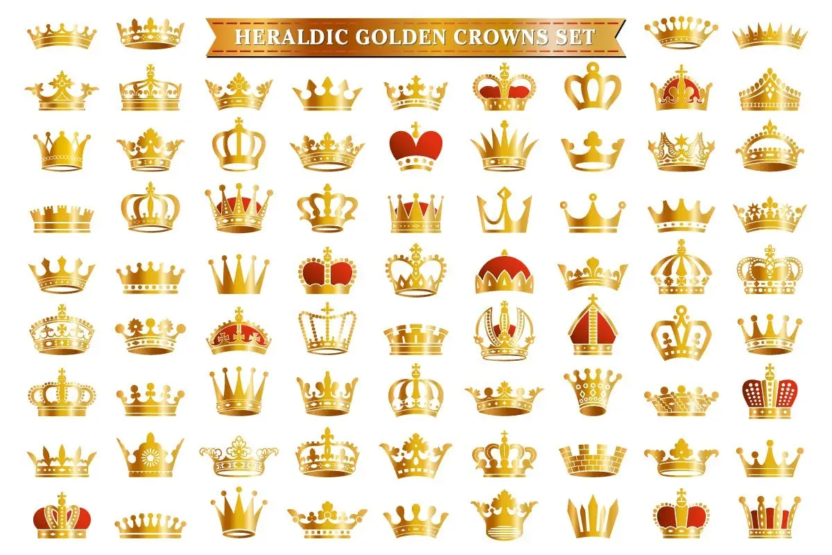 76 Golden Royal Crowns Icons Vector Silhouettes 4 76 golden royal crowns icons vector silhouettes2