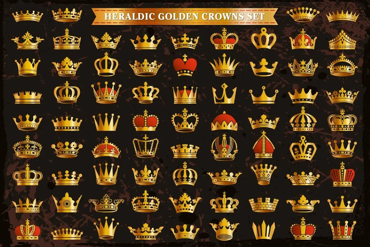 76 Golden Royal Crowns Icons Vector Silhouettes 5 76 golden royal crowns icons vector silhouettes3