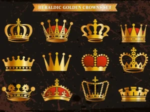 76 golden royal crowns icons vector silhouettes4