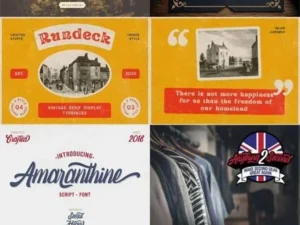8 classic vintage fonts collection