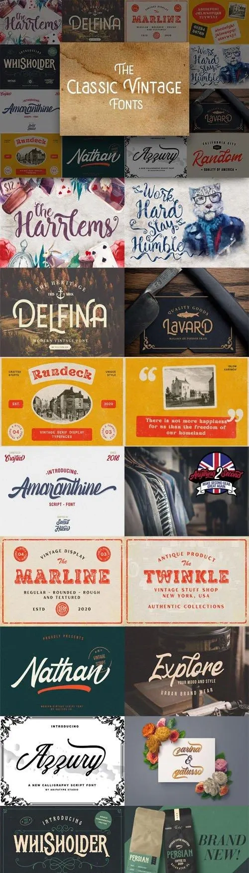 8 Classic Vintage Fonts Collection