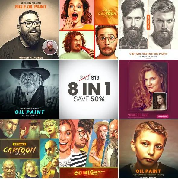 8 in 1 Photoshop Action Bundle