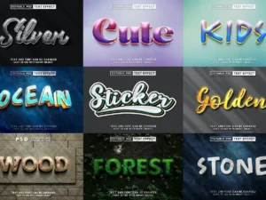 9 styles of editable psd text effect01