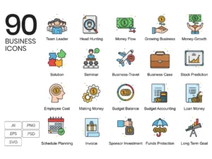 90 business icons vivid series