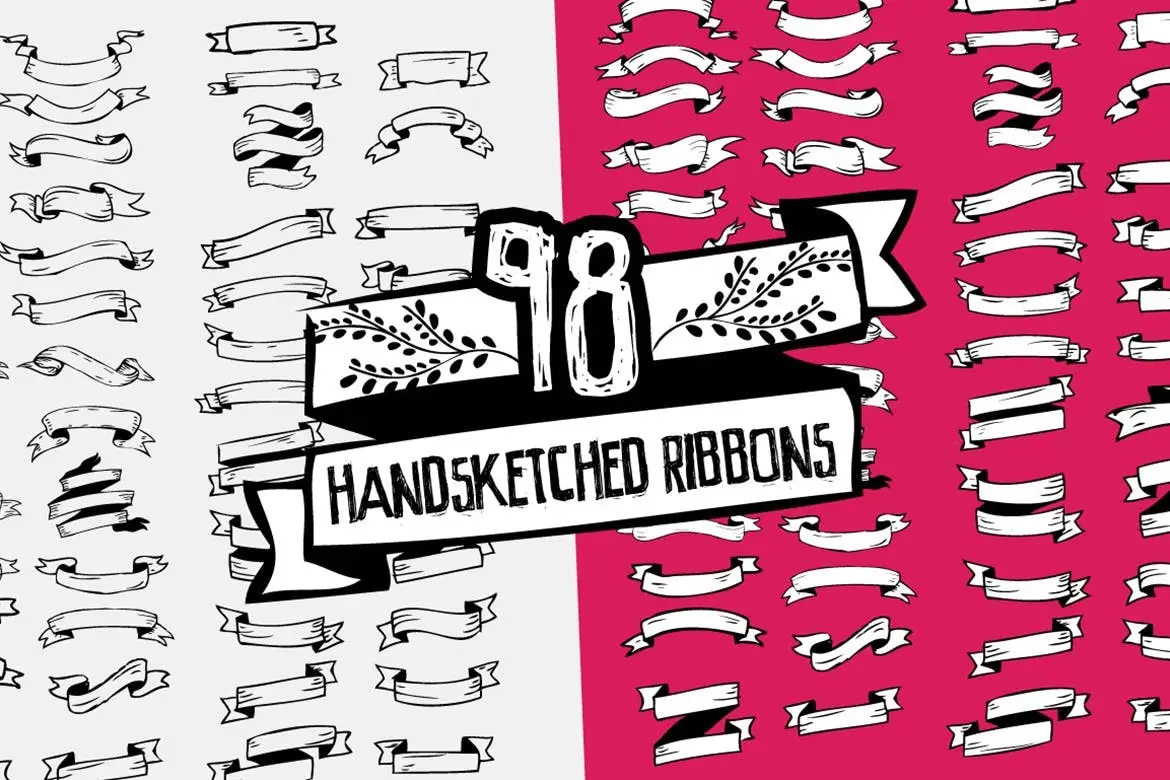 98 Handsketched Vector Ribbons