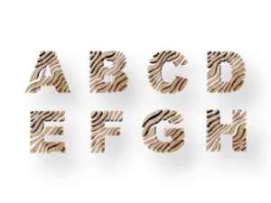abstract wood alphabet letters 3