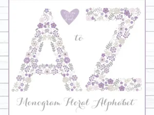 alphabet a z purple monogram