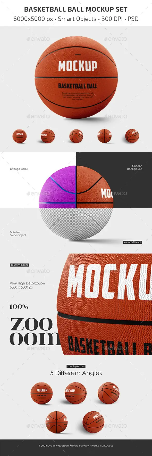 Basketball Ball Mockup Set 6 basketball ball mockup set