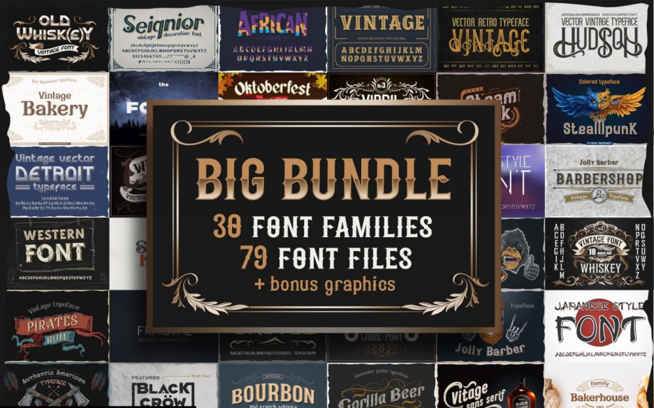 Big Vintage Fonts Bundle