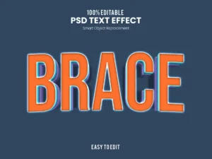 brace orange bold 3d text effect