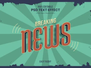 breaking news retro vintage text effect