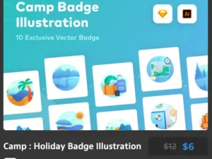 camp holiday badge illustration