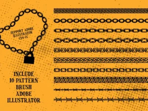 chain and barbed wire pattern brushes illustrator 1