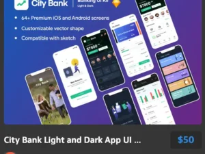 city bank light and dark app ui kit