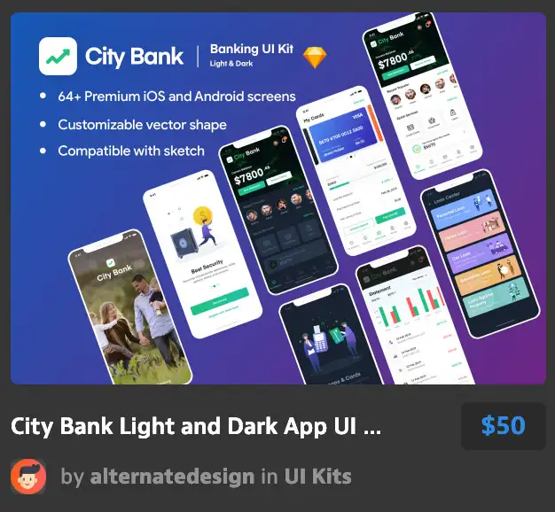 City Bank Light and Dark App UI Kit