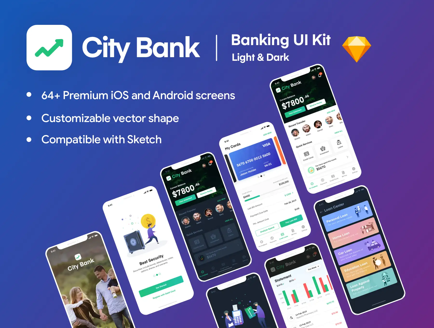 City Bank Light and Dark App UI Kit 4 city bank light and dark app ui kit2