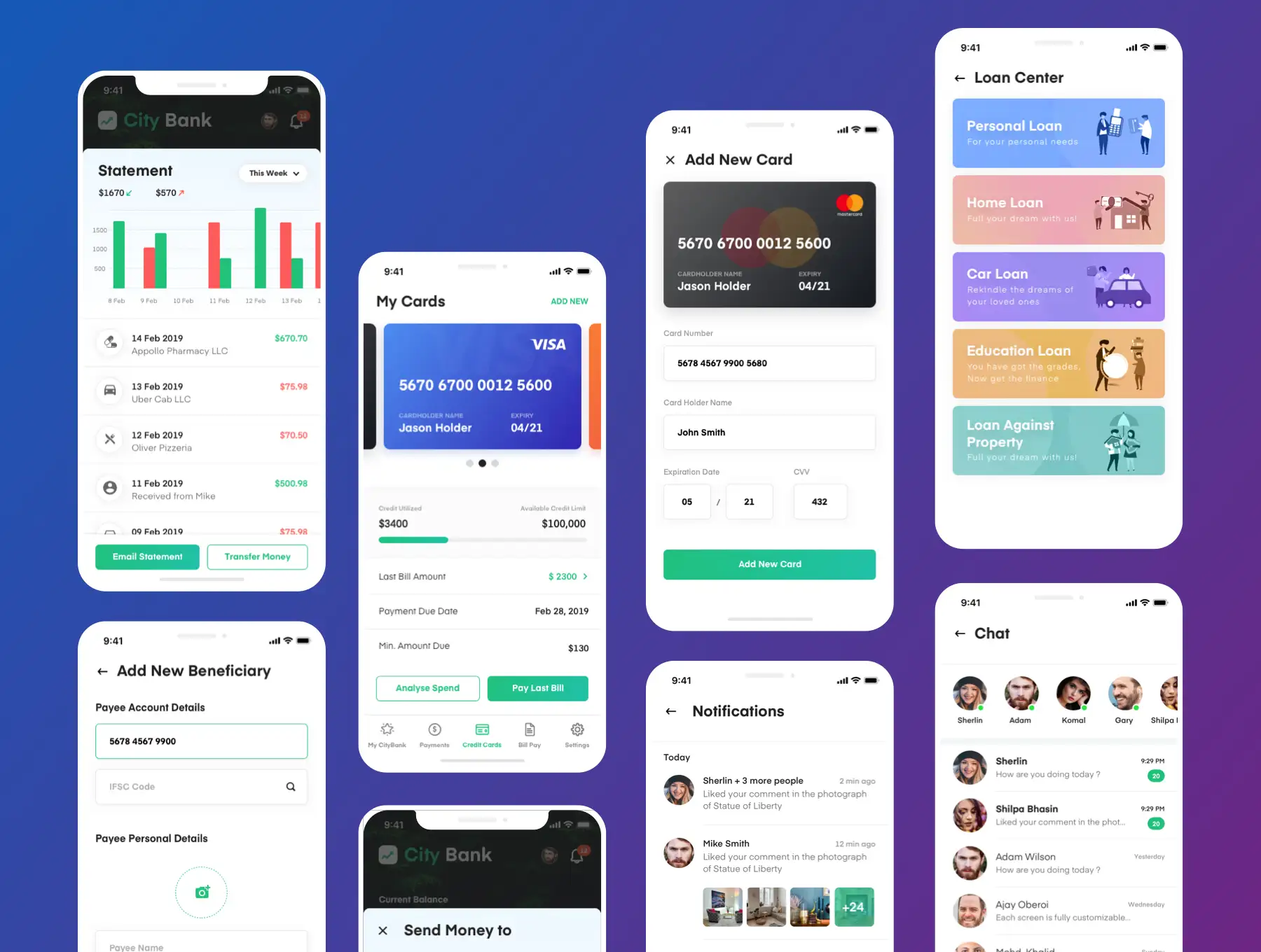 City Bank Light and Dark App UI Kit 6 city bank light and dark app ui kit4