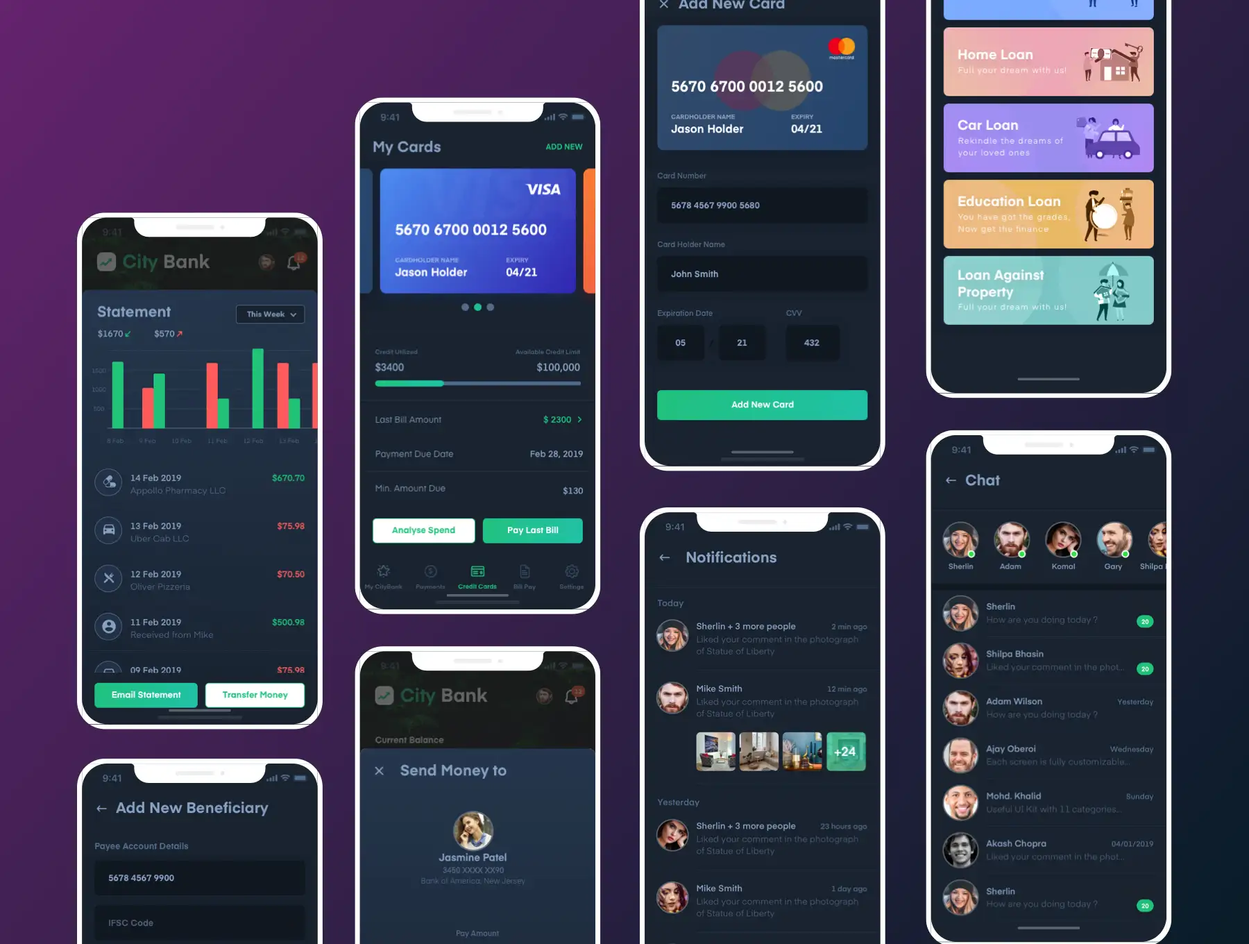 City Bank Light and Dark App UI Kit 11 city bank light and dark app ui kit9