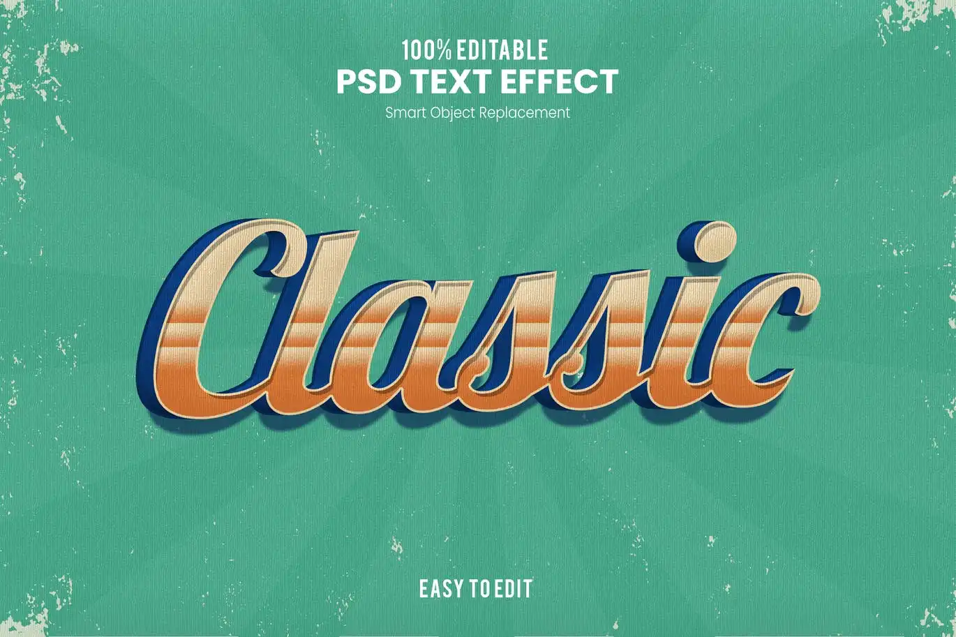 Classic-Elegant Retro Vintage 3D Text Effect