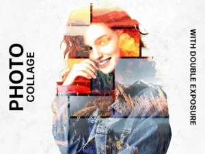 collage template with double exposure effect