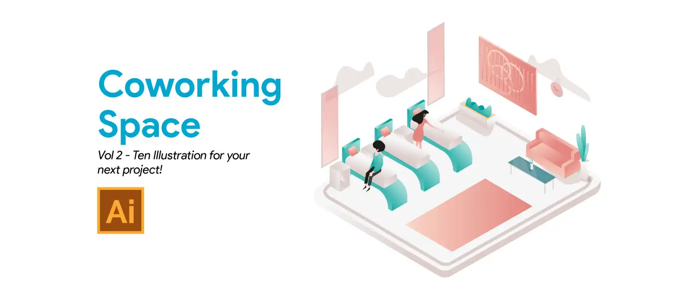 Coworking Space Illustration Vol 2 3 coworking space illustration vol 21