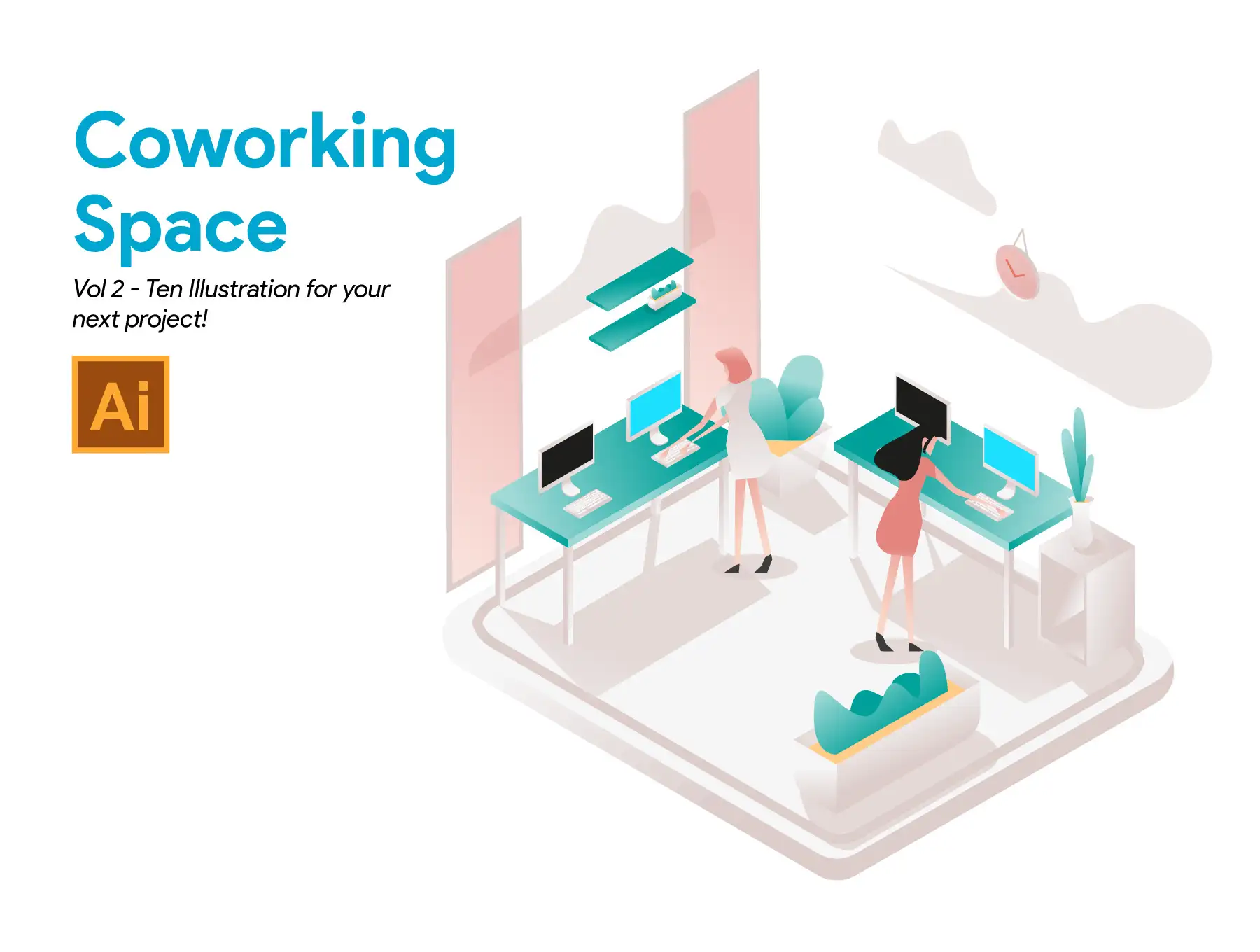 Coworking Space Illustration Vol 2 4 coworking space illustration vol 22