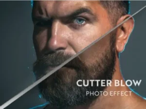cutter blow sliced photo effect mockup